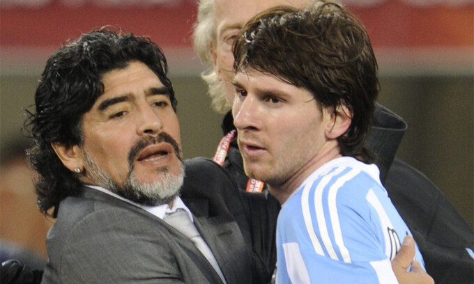 Messi từng chơi bóng dưới trướng Maradona ở World Cup 2020.