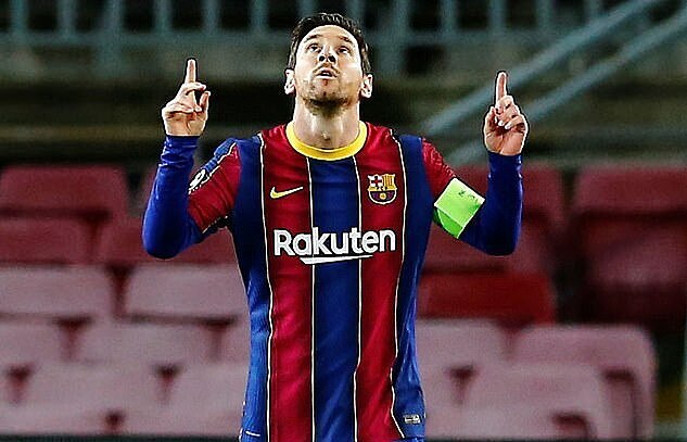 Messi có 5 quả phạt đền thành công trong mùa 2020-2021, tính cả màu áo đội tuyển Argentina. Ảnh: EPA.
